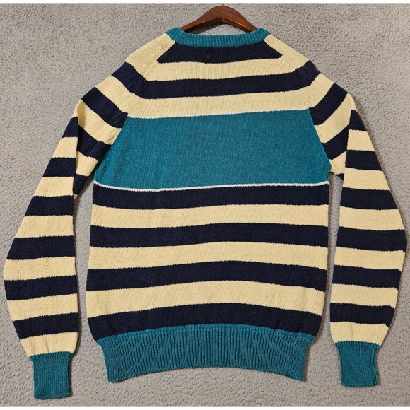 Vintage Izod Lacoste Sweater Men's XL Linen Cotton Multicolor Block Striped 70's - Picture 2 of 6